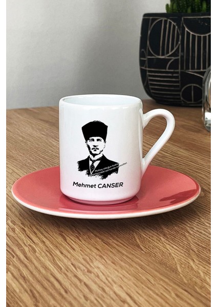 Kişiye Özel Atatürk Asil Kan Türk Kahvesi Fincanı Pembe Öğretmenler Günü Hediyesi