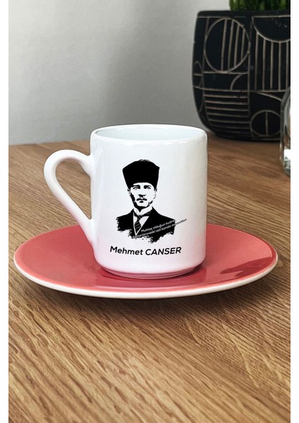 Kişiye Özel Atatürk Asil Kan Türk Kahvesi Fincanı Pembe Öğretmenler Günü Hediyesi