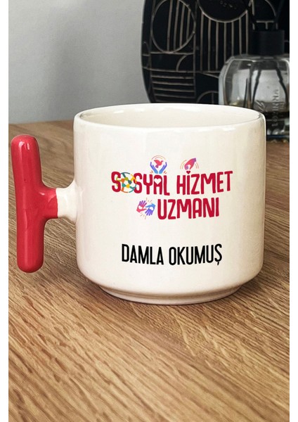 Kişiye Özel Sosyal Hizmet Uzmanı Kupa Bardak T Kulplu Pembe