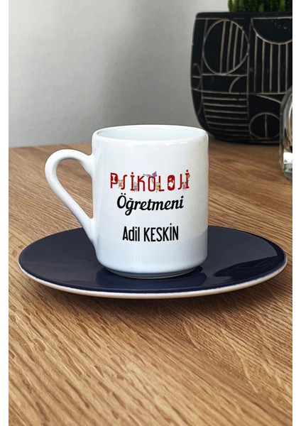 Kişiye Özel Psikoloji Öğretmeni Türk Kahvesi Fincanı Lacivert