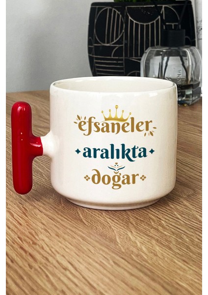 Efsaneler Aralıkta Doğar Kupa Bardak T Kulplu Kırmızı Yay Burcu Doğum Günü Hediyesi