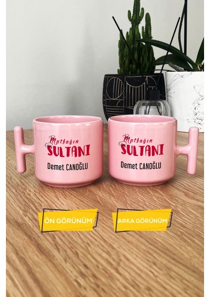Kişiye Özel Mutfağın Sultanı Pastel T Kulplu Kupa Bardak Pembe Anneler Günü Hediyesi modelleri
