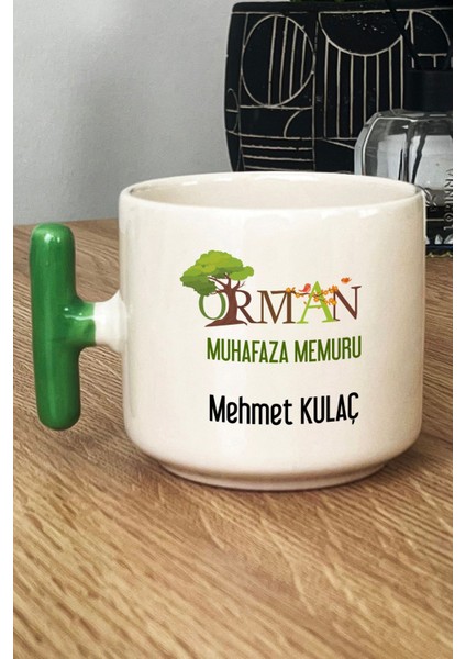 Kişiye Özel Orman Muhafaza Memuru Kupa Bardak T Kulplu Yeşil