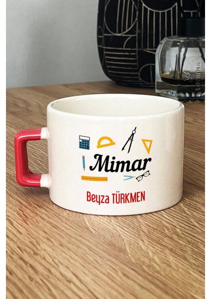 Kişiye Özel Mimar Lüks Fincan Turuncu Mimarlar Günü Hediyesi
