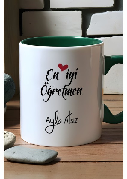 Kişiye Özel En Iyi Öğretmen Kupa Bardak Yeşil Öğretmenler Günü Hediyesi fiyatları