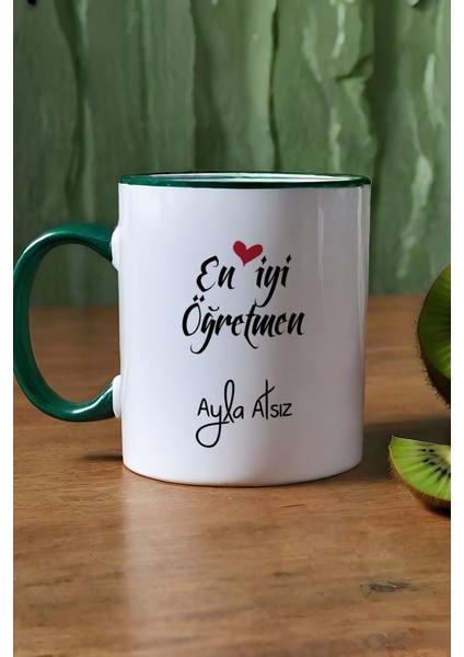 Kişiye Özel En Iyi Öğretmen Kupa Bardak Yeşil Öğretmenler Günü Hediyesi modelleri