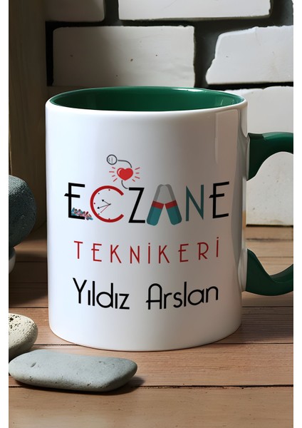 Kişiye Özel Eczane Teknikeri Kupa Bardak Yeşil Tıp Bayramı Hediyeleri