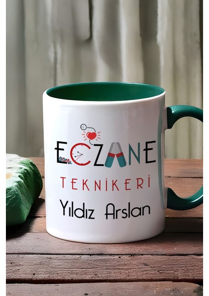Kişiye Özel Eczane Teknikeri Kupa Bardak Yeşil Tıp Bayramı Hediyeleri