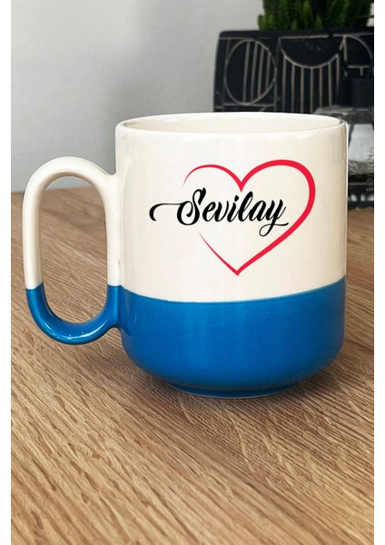 Kişiye Özel Kalpli Isim Yazılı Pro Kupa Bardak Mavi Sevgililer Günü Hediyesi