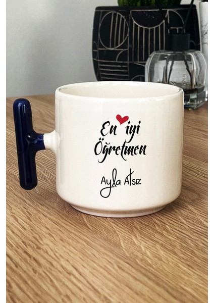 Kişiye Özel En Iyi Öğretmen Kupa Bardak T Kulplu Lacivert Öğretmenler Günü Hediyesi
