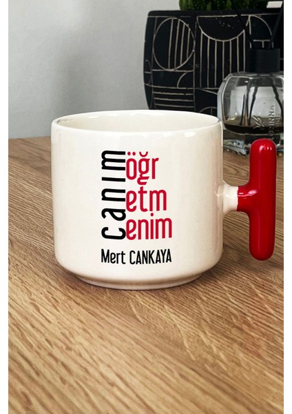 Kişiye Özel Öğretmenler Günü Hediyesi Kupa Bardak T Kulplu Kırmızı Erkek Öğretmen fiyatları