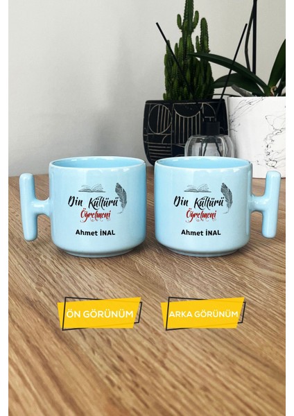 Kişiye Özel Din Kültürü Öğretmeni Pastel T Kulplu Kupa Bardak Mavi Öğretmenler Günü Hediyesi modelleri