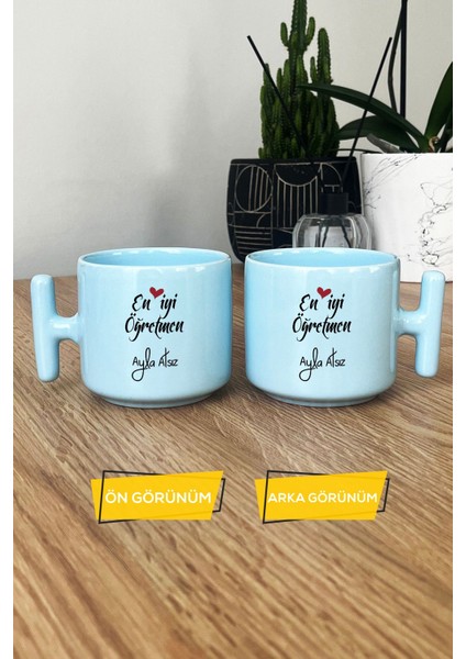 Kişiye Özel En Iyi Öğretmen Pastel T Kulplu Kupa Bardak Mavi Öğretmenler Günü Hediyesi modelleri
