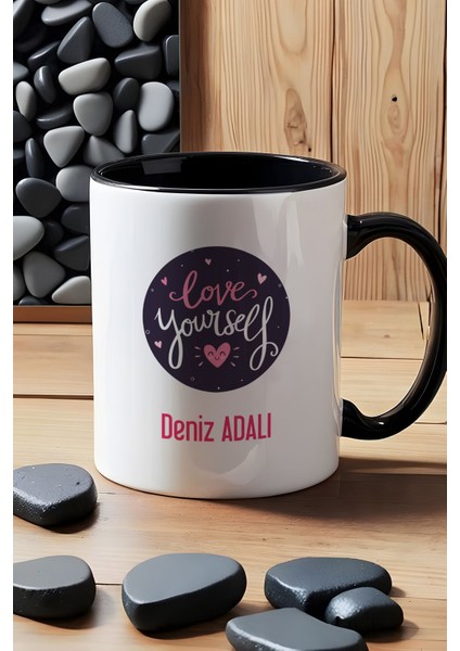 Kişiye Özel Love Your Self Kupa Bardak Siyah Motto Arkadaşa Hediye indirimleri