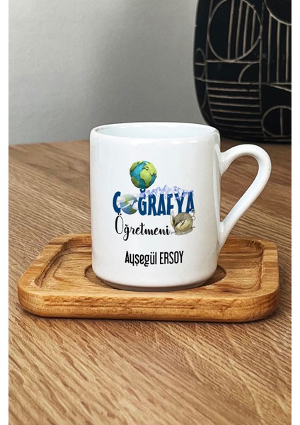 Kişiye Özel Coğrafya Öğretmeni -2- Türk Kahvesi Fincanı Ahşap Altlıklı Öğretmenler Günü Hediyesi fiyatları