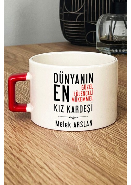 Kişiye Özel Kız Kardeş Lüks Fincan Kırmızı Kız Kardeşe Doğum Günü Hediyesi
