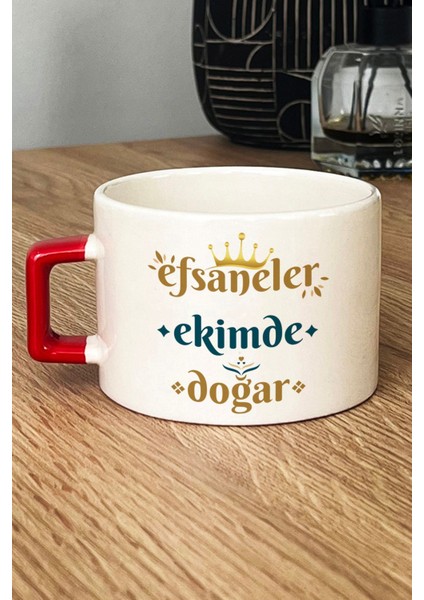 Efsaneler Ekimde Doğar Lüks Fincan Kırmızı Terazi Burcu Doğum Günü Hediyesi