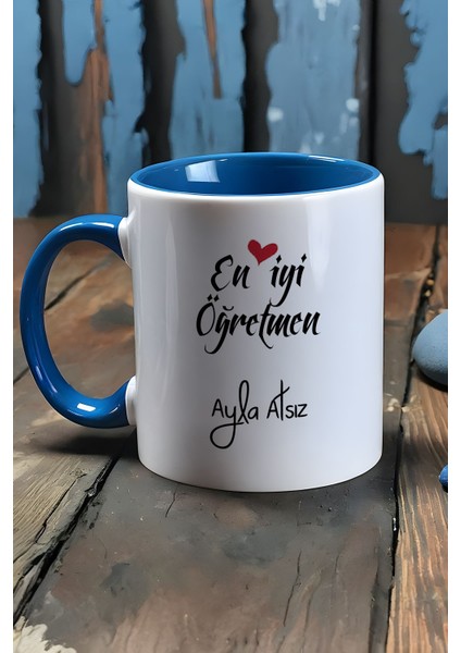 Kişiye Özel En Iyi Öğretmen Kupa Bardak Mavi Öğretmenler Günü Hediyesi
