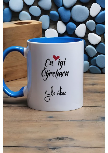 Kişiye Özel En Iyi Öğretmen Kupa Bardak Mavi Öğretmenler Günü Hediyesi modelleri