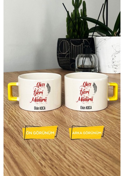 Kişiye Özel Yazı Işleri Müdürü Lüks Fincan Sarı modelleri