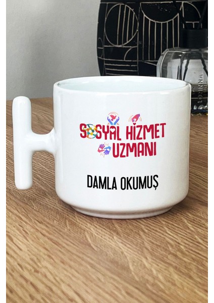 Kişiye Özel Sosyal Hizmet Uzmanı Kupa Bardak T Kulplu Beyaz