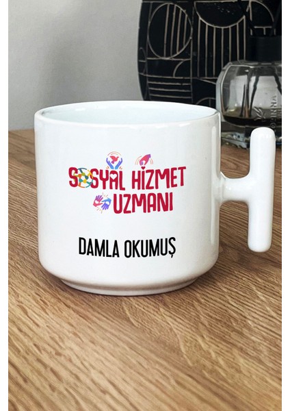 Kişiye Özel Sosyal Hizmet Uzmanı Kupa Bardak T Kulplu Beyaz