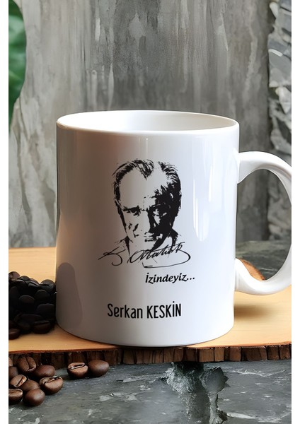Kişiye Özel Atatürk Silüeti Kupa Bardak Beyaz Öğretmenler Günü Hediyesi