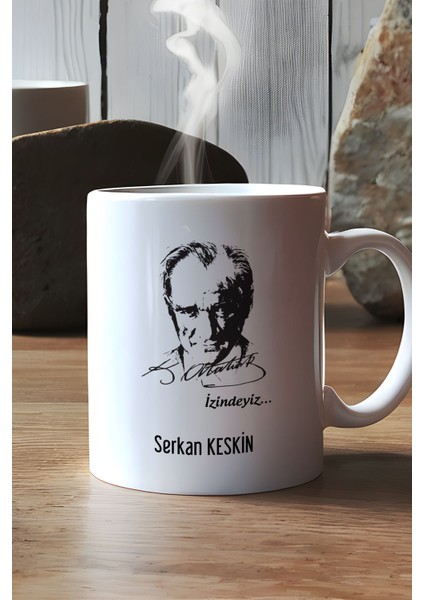 Kişiye Özel Atatürk Silüeti Kupa Bardak Beyaz Öğretmenler Günü Hediyesi