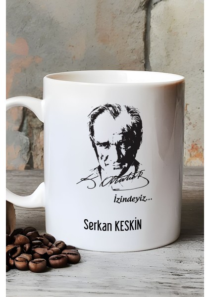 Kişiye Özel Atatürk Silüeti Kupa Bardak Beyaz Öğretmenler Günü Hediyesi