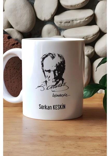 Kişiye Özel Atatürk Silüeti Kupa Bardak Beyaz Öğretmenler Günü Hediyesi
