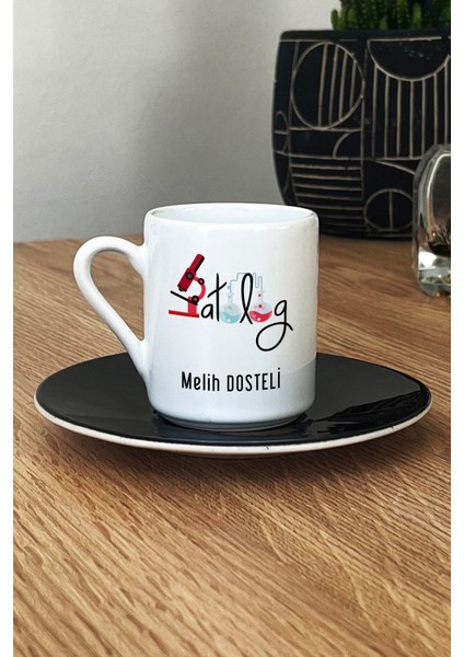 Kişiye Özel Patolog Türk Kahvesi Fincanı Siyah Isme Özel Tıp Bayramı Hediyeleri