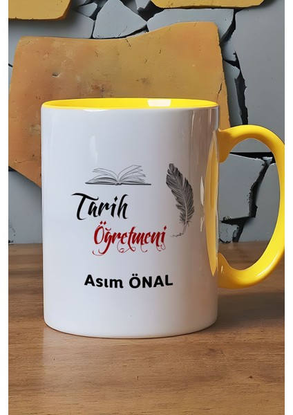 Kişiye Özel Tarih Öğretmeni Kupa Bardak Sarı Öğretmenler Günü Hediyesi fırsatları