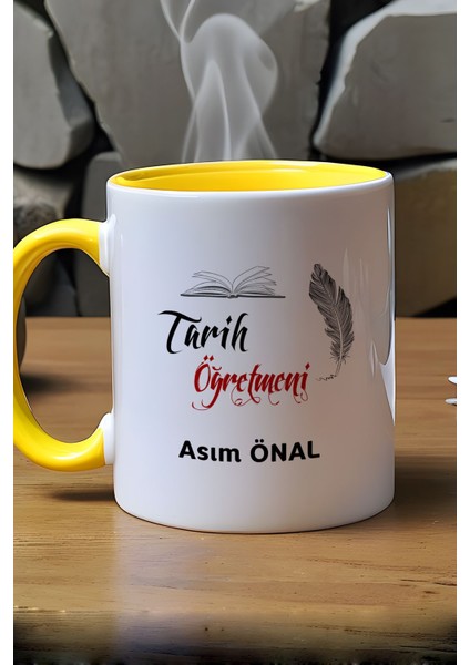 Kişiye Özel Tarih Öğretmeni Kupa Bardak Sarı Öğretmenler Günü Hediyesi indirimleri