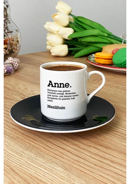 Kişiye Özel Anne Türk Kahvesi Fincanı Siyah Isme Özel Anneler Günü Hediyesi modelleri