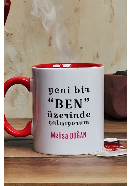 Kişiye Özel Yeni Bir Ben Kupa Bardak Kırmızı Motto Arkadaşa Kardeşe Hediye