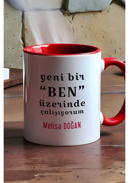 Kişiye Özel Yeni Bir Ben Kupa Bardak Kırmızı Motto Arkadaşa Kardeşe Hediye modelleri