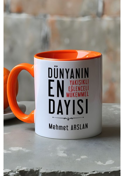 Kişiye Özel Dayı Kupa Bardak Turuncu Dayıya Doğum Günü Hediyesi fırsatları