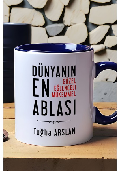 Kişiye Özel Abla Kupa Bardak Lacivert Ablaya Doğum Günü Hediyesi fiyatları