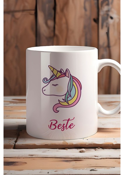 Kişiye Özel Unicorn Kupa Bardak Beyaz Arkadaşa Doğum Günü Hediyesi