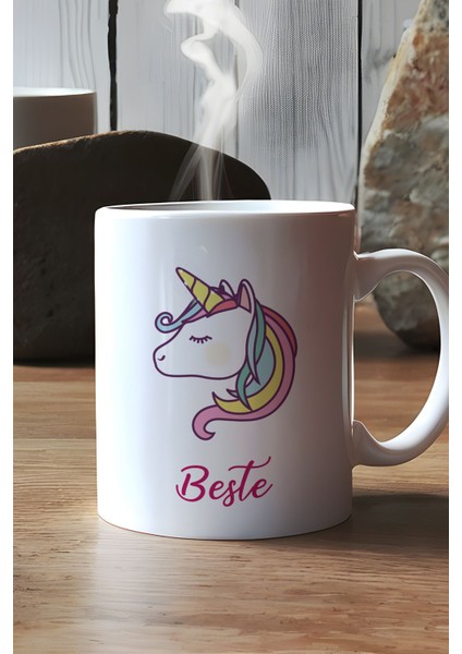 Kişiye Özel Unicorn Kupa Bardak Beyaz Arkadaşa Doğum Günü Hediyesi modelleri