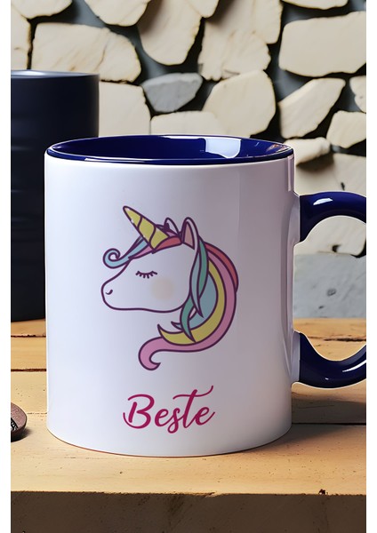 Kişiye Özel Unicorn Kupa Bardak Lacivert Arkadaşa Doğum Günü Hediyesi fiyatları