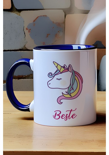 Kişiye Özel Unicorn Kupa Bardak Lacivert Arkadaşa Doğum Günü Hediyesi modelleri