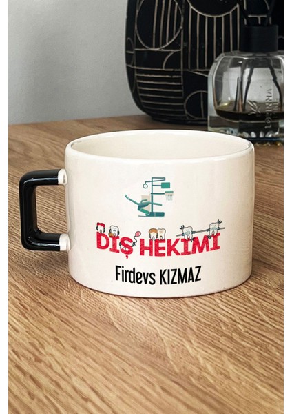 Kişiye Özel Diş Hekimi Lüks Fincan Siyah Diş Hekimleri Günü Hediyesi