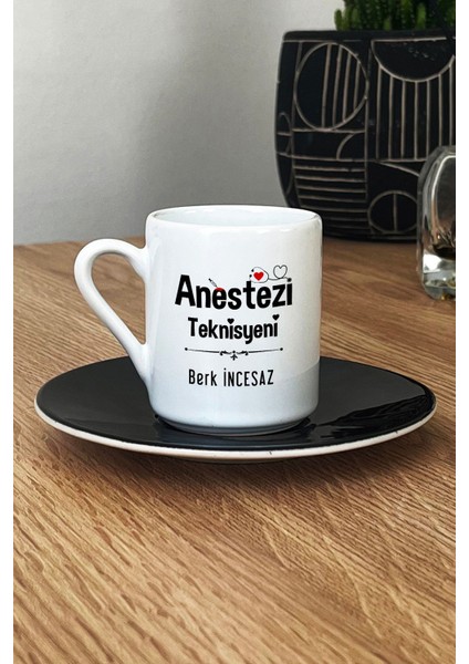 Kişiye Özel Anestezi Teknisyeni Türk Kahvesi Fincanı Siyah Tıp Bayramı Hediyesi