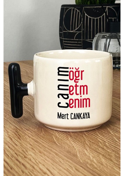 Kişiye Özel Öğretmenler Günü Hediyesi Kupa Bardak T Kulplu Siyah Erkek Öğretmen