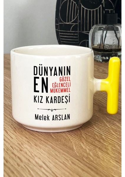 Kişiye Özel Kız Kardeş Kupa Bardak T Kulplu Sarı Kız Kardeşe Doğum Günü Hediyesi fiyatları