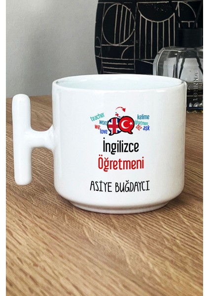Kişiye Özel Ingilizce Öğretmeni -2- Kupa Bardak T Kulplu Beyaz Öğretmenler Günü Hediyesi