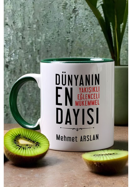 Kişiye Özel Dayı Kupa Bardak Yeşil Dayıya Doğum Günü Hediyesi