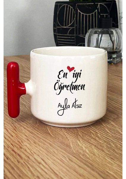 Kişiye Özel En Iyi Öğretmen Kupa Bardak T Kulplu Kırmızı Öğretmenler Günü Hediyesi