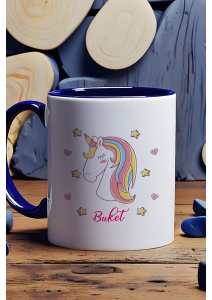 Kişiye Özel Unicorn Kupa Bardak Lacivert Kız Çocuğa Doğum Günü Hediyesi
